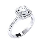 Load image into Gallery viewer, Designer Square Double Halo Solitaire Platinum Engagement Ring for Women JL PT 490
