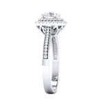 Load image into Gallery viewer, Designer Square Double Halo Solitaire Platinum Engagement Ring for Women JL PT 490
