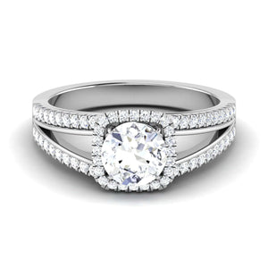 Double Shank with Diamonds - Platinum Solitaire Engagement Ring JL PT 513