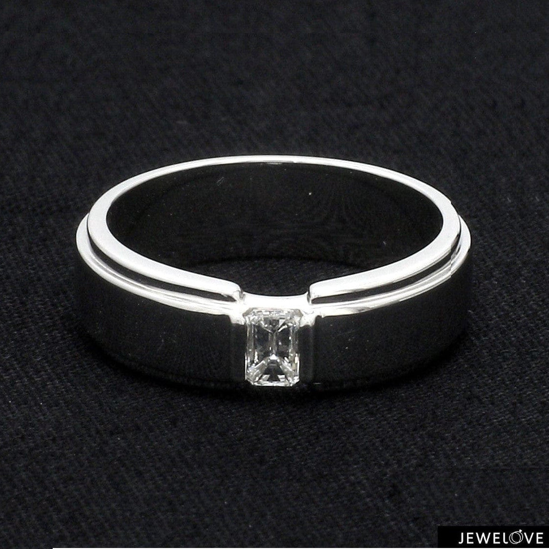 Emerald Cut Diamond Platinum Hi-Polish Ring for Men JL PT 1239