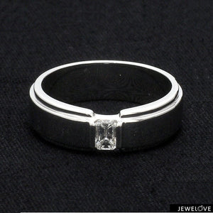 Emerald Cut Diamond Platinum Hi-Polish Ring for Men JL PT 1239