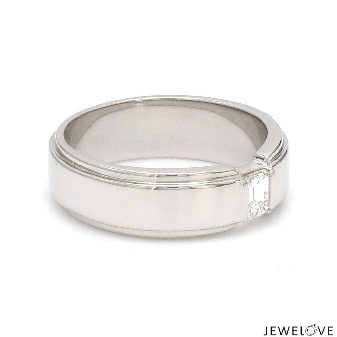 Emerald Cut Diamond Platinum Hi-Polish Ring for Men JL PT 1239