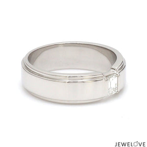Emerald Cut Diamond Platinum Hi-Polish Ring for Men JL PT 1239