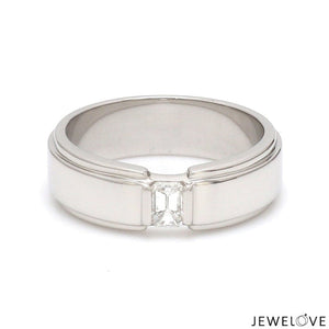 Emerald Cut Diamond Platinum Hi-Polish Ring for Men JL PT 1239