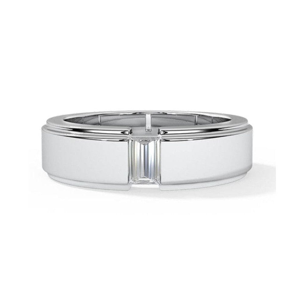 Emerald Cut Diamond Platinum Hi-Polish Ring for Men JL PT 1239