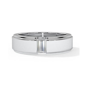 Emerald Cut Diamond Platinum Hi-Polish Ring for Men JL PT 1239