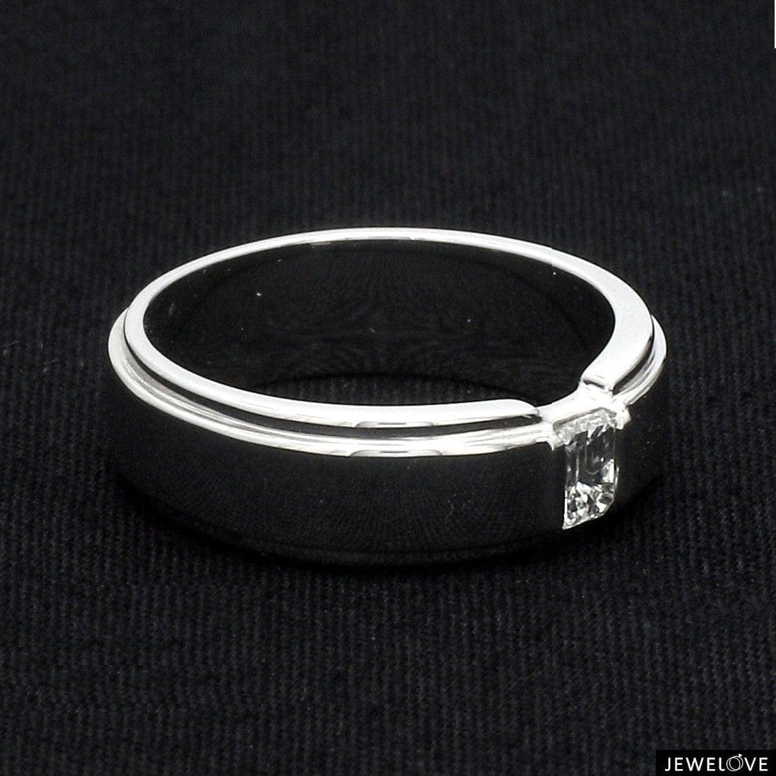 Emerald Cut Diamond Platinum Hi-Polish Ring for Men JL PT 1239