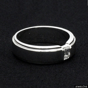Emerald Cut Diamond Platinum Hi-Polish Ring for Men JL PT 1239