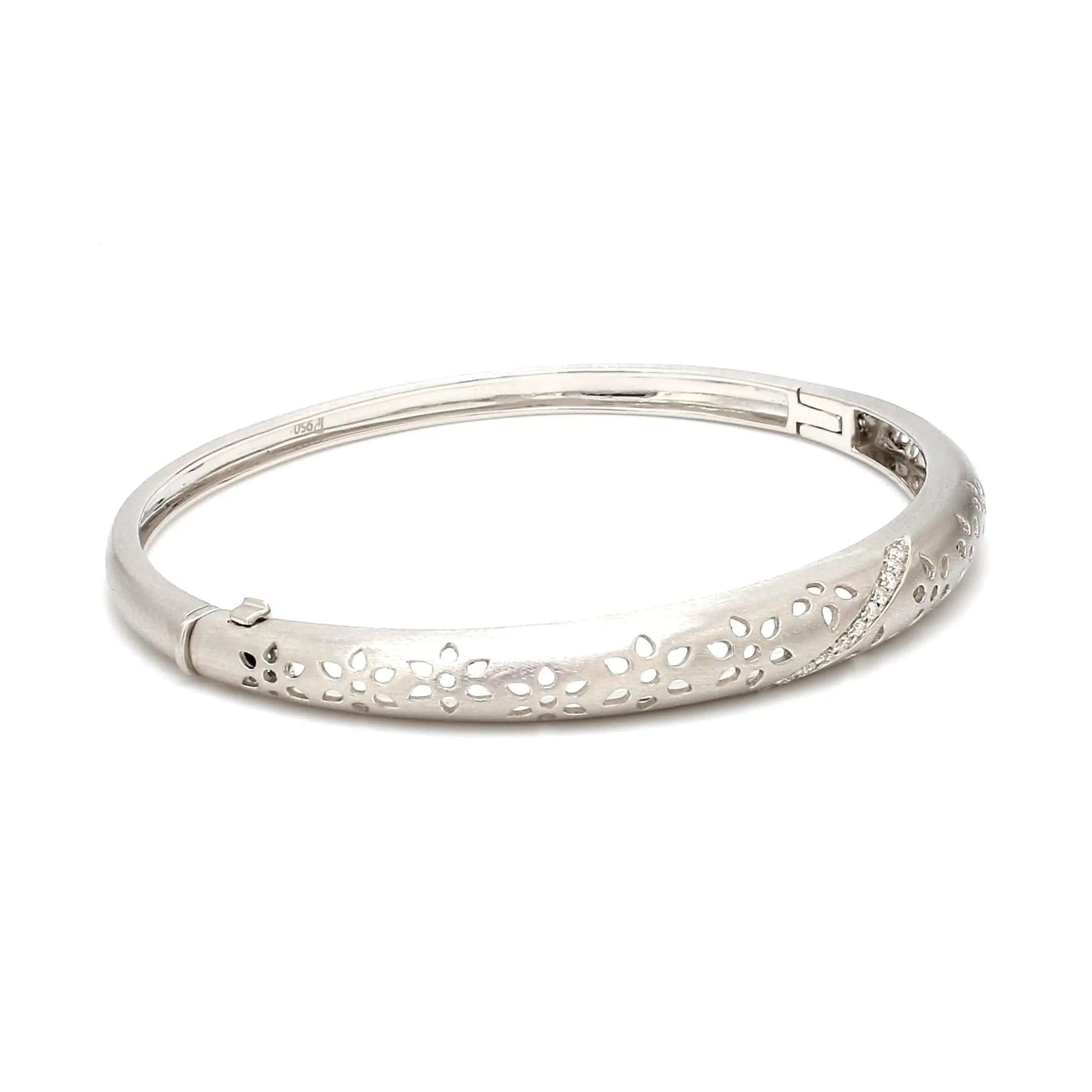 Ethnic Platinum Bracelet with Laser Cutting & Diamonds SJ PTB 104
