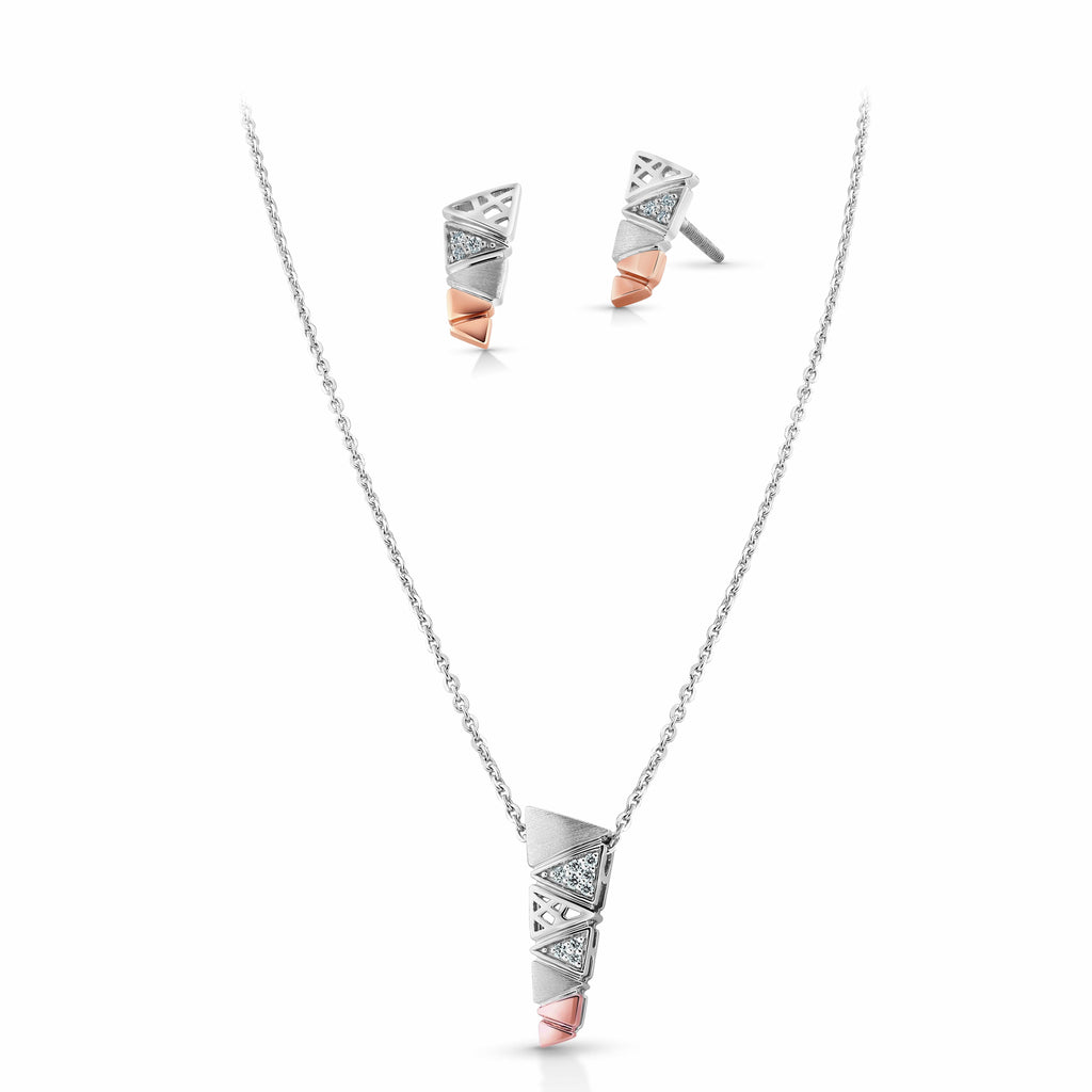 Evara Platinum Rose Gold Diamond Pendant Set for Women JL PT NE 338  Pendant-Set-VVS-GH Jewelove.US