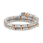 Load image into Gallery viewer, Flexible 2-row Platinum &amp; Rose Gold Ring with Diamond Cut Balls JL PT 721
