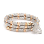 Load image into Gallery viewer, Flexible 2-row Platinum &amp; Rose Gold Ring with Diamond Cut Balls JL PT 721
