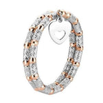 Load image into Gallery viewer, Flexible 2-row Platinum &amp; Rose Gold Ring with Diamond Cut Balls JL PT 721
