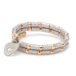 Load image into Gallery viewer, Flexible 2-row Platinum &amp; Rose Gold Ring with Diamond Cut Balls JL PT 721
