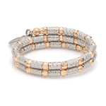 Load image into Gallery viewer, Flexible 2-row Platinum &amp; Rose Gold Ring with Diamond Cut Balls JL PT 721
