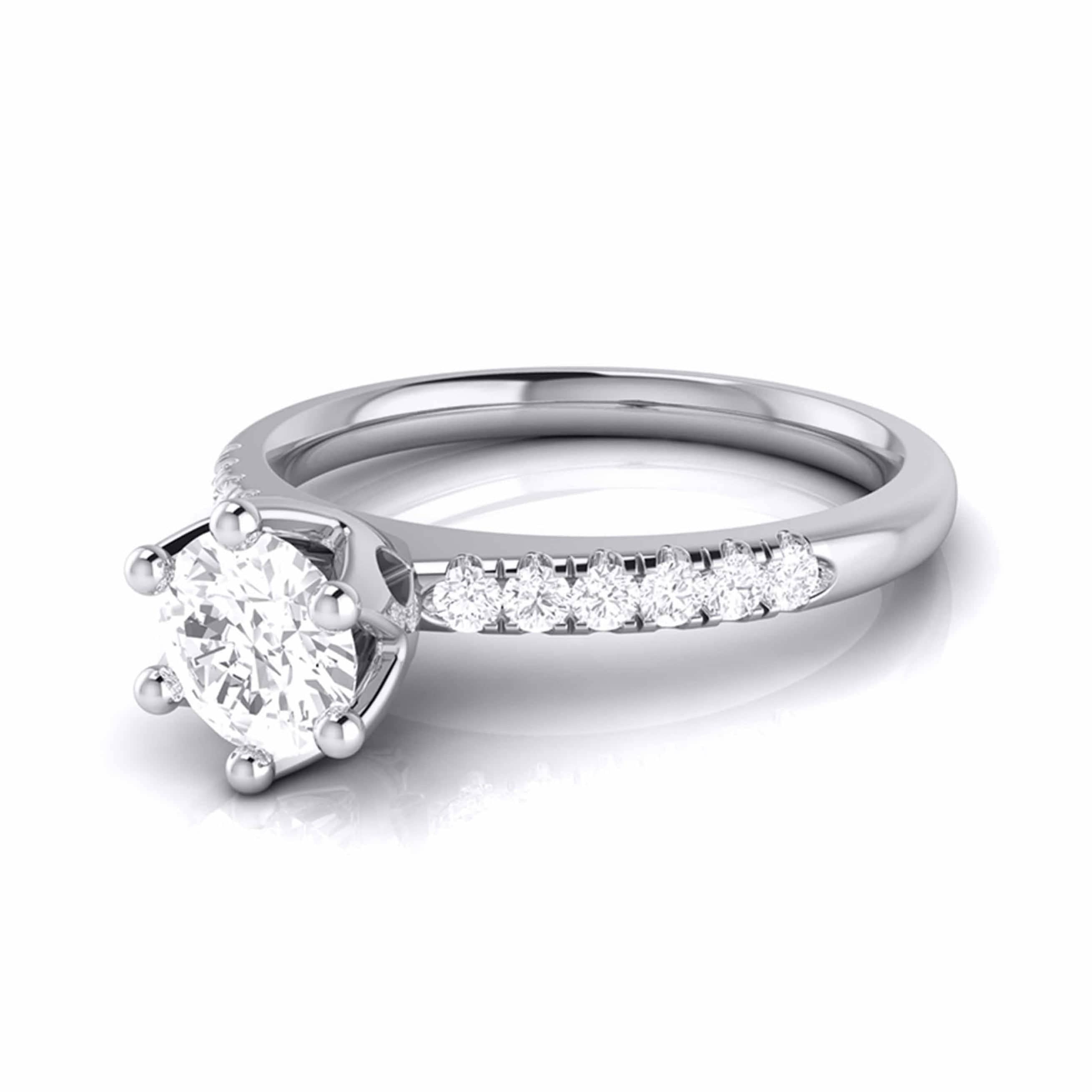 1-Carat Lab Grown Solitaire Flowery Platinum Engagement Ring with Diamond Shank JL PT LG G 105-C
