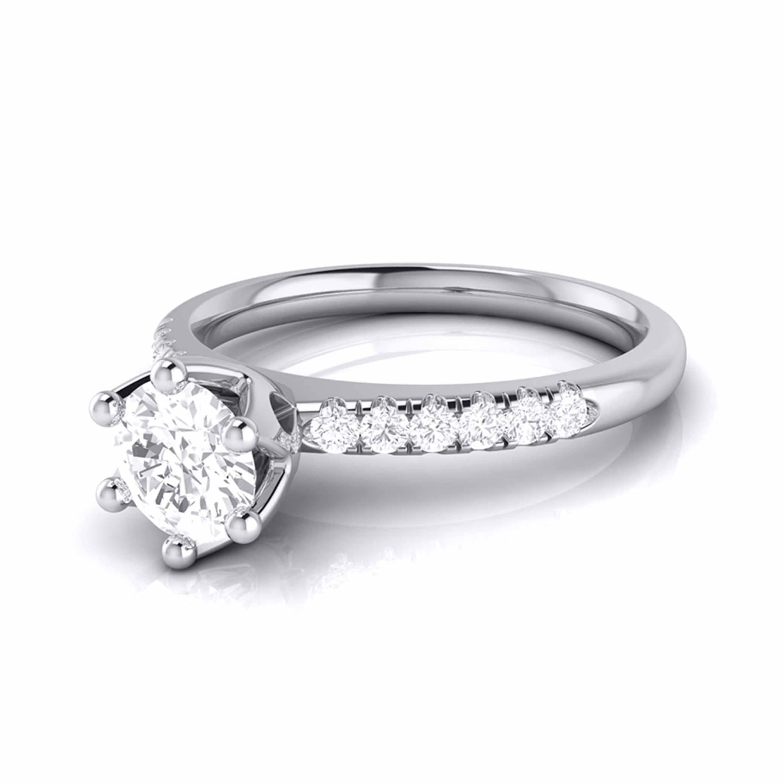 1.50-Carat Lab Grown Solitaire Flowery Platinum Engagement Ring with Diamond Shank JL PT LG G 105-D