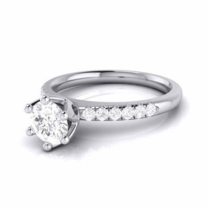 70-Pointer Lab Grown Solitaire Flowery Platinum Engagement Ring with Diamond Shank JL PT LG G 105-B
