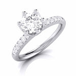 Load image into Gallery viewer, 70-Pointer Flowery Platinum Solitaire Engagement Ring with Diamond Shank JL PT G 105-B   Jewelove.US
