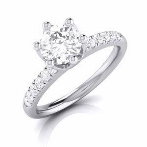 70-Pointer Flowery Platinum Solitaire Engagement Ring with Diamond Shank JL PT G 105-B   Jewelove.US