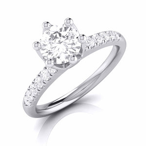 50-Pointer Lab Grown Solitaire Flowery Platinum Engagement Ring with Diamond Shank JL PT LG G 105-A