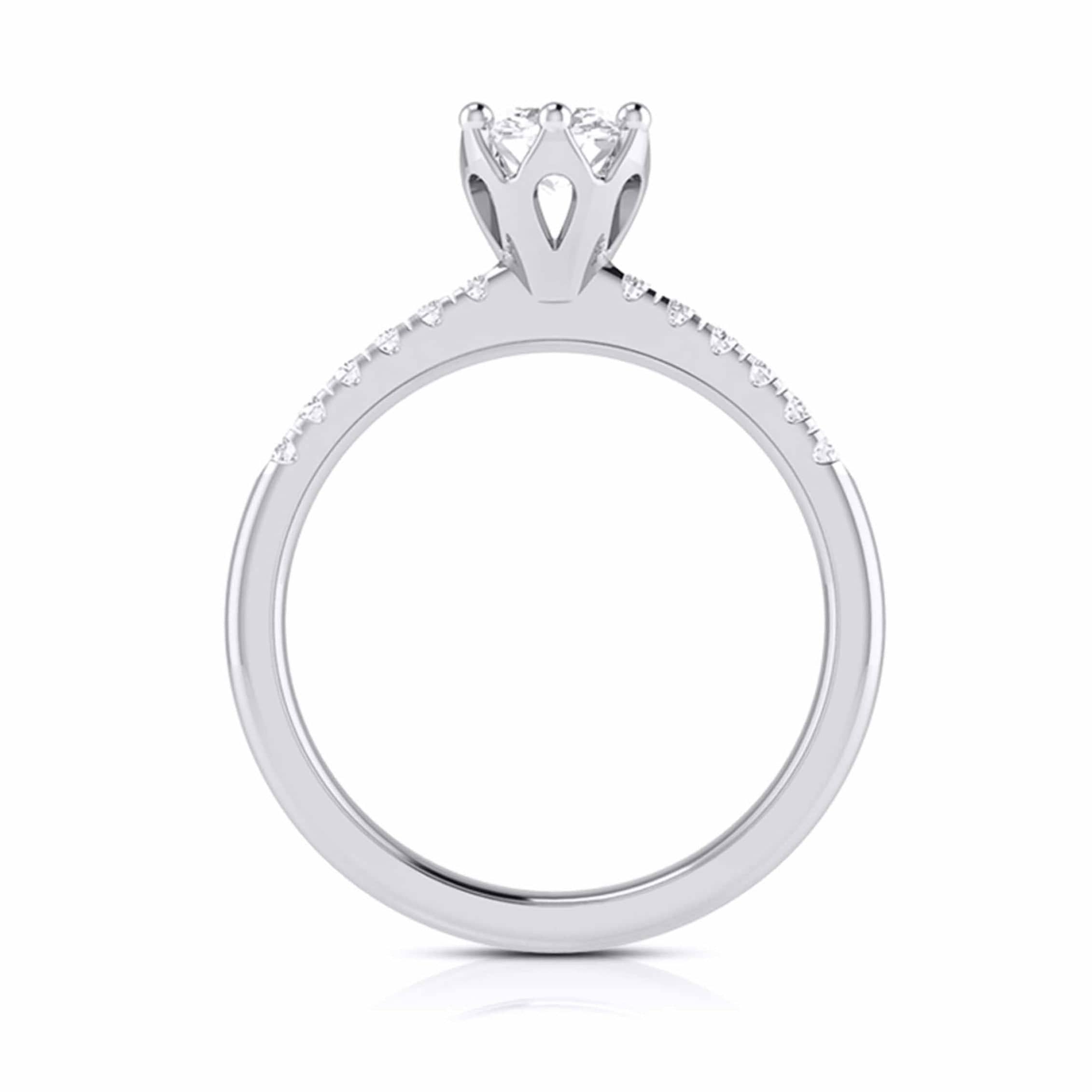 2-Carat Lab Grown Solitaire Flowery Platinum Engagement Ring with Diamond Shank JL PT LG G 105-E
