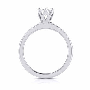 1-Carat Lab Grown Solitaire Flowery Platinum Engagement Ring with Diamond Shank JL PT LG G 105-C