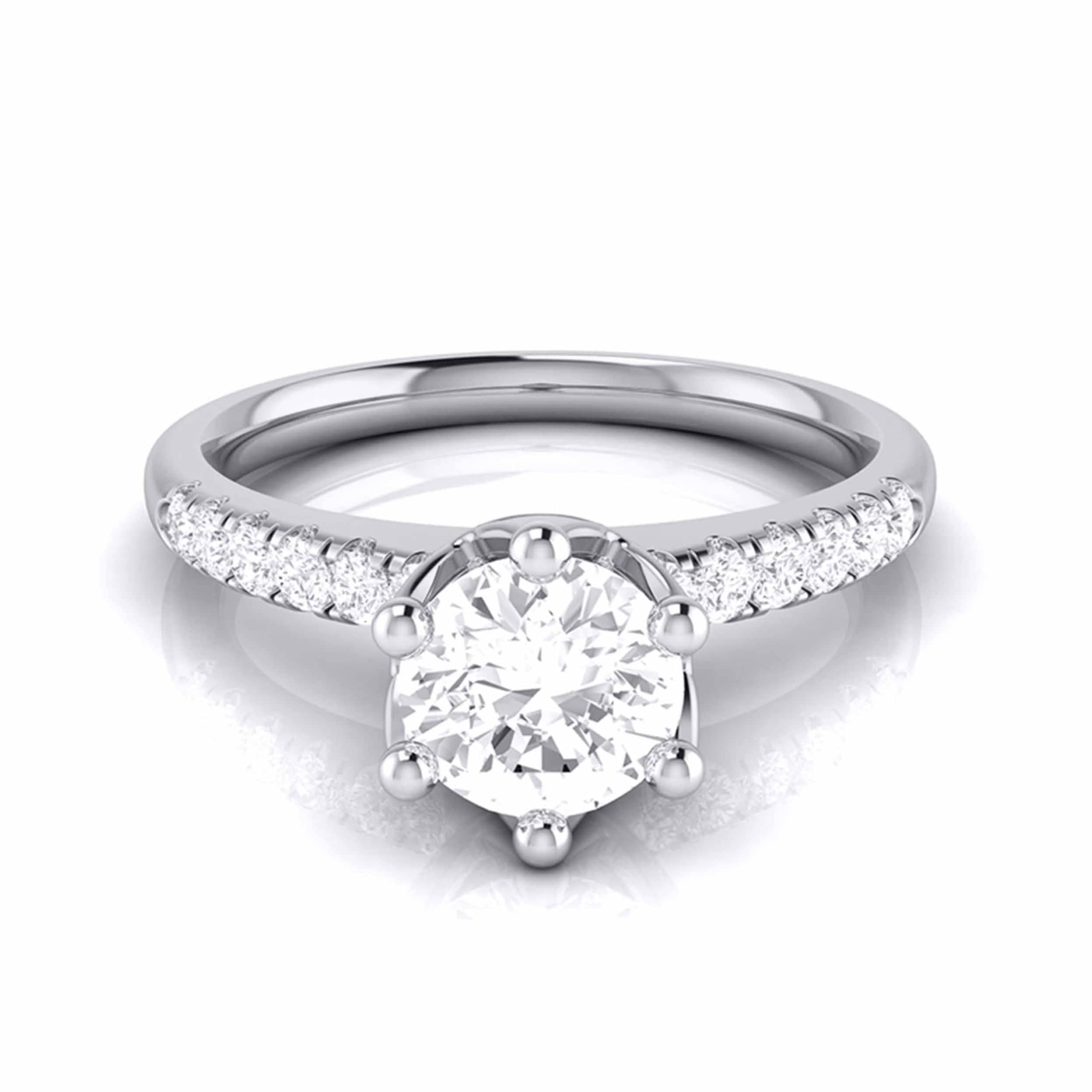 70-Pointer Flowery Platinum Solitaire Engagement Ring with Diamond Shank JL PT G 105-B   Jewelove.US