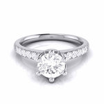 Load image into Gallery viewer, 70-Pointer Flowery Platinum Solitaire Engagement Ring with Diamond Shank JL PT G 105-B   Jewelove.US
