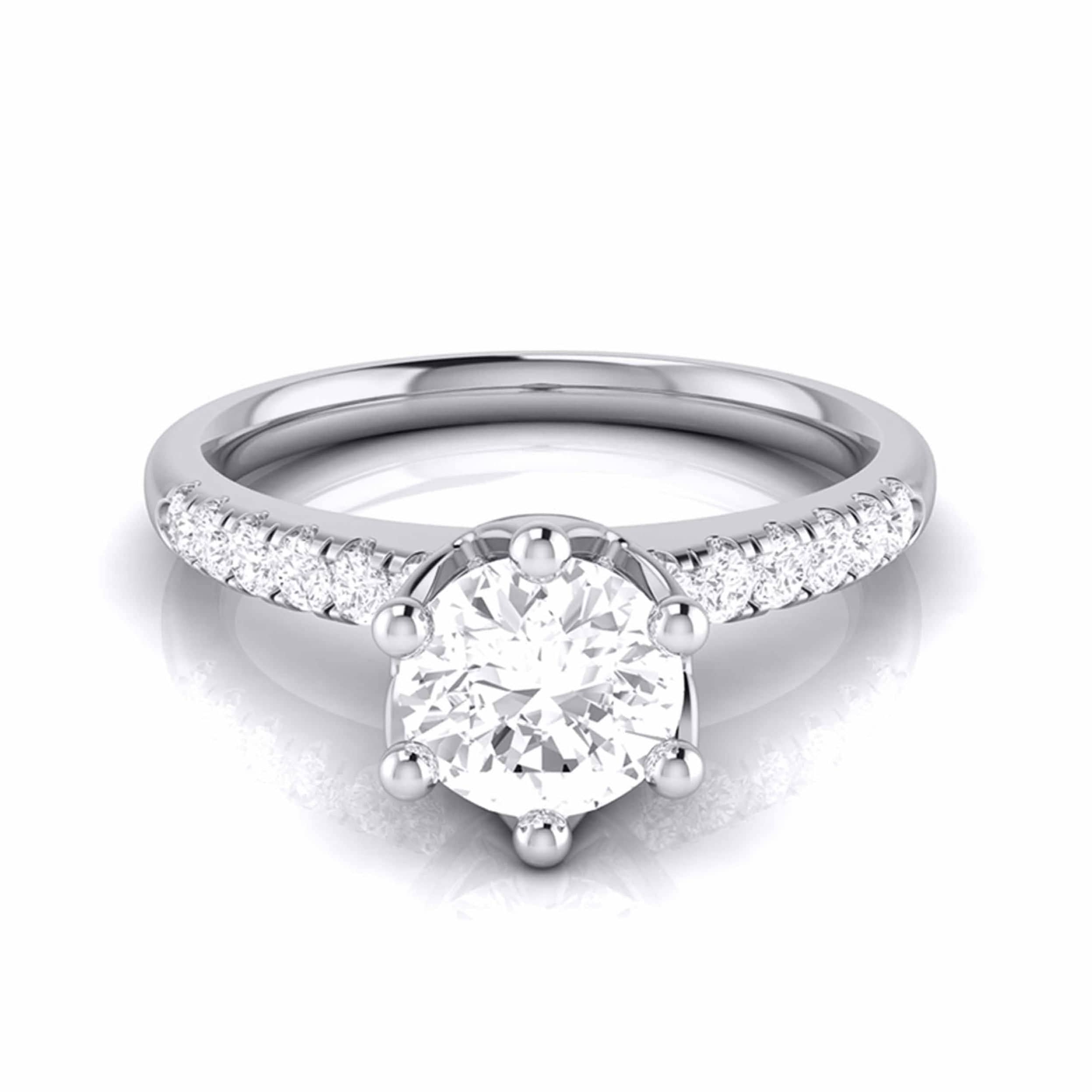 1-Carat Lab Grown Solitaire Flowery Platinum Engagement Ring with Diamond Shank JL PT LG G 105-C