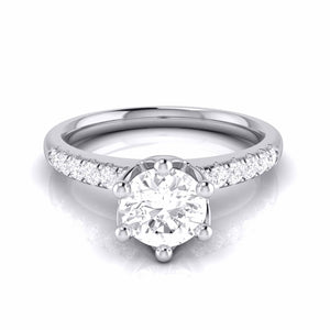 1-Carat Lab Grown Solitaire Flowery Platinum Engagement Ring with Diamond Shank JL PT LG G 105-C