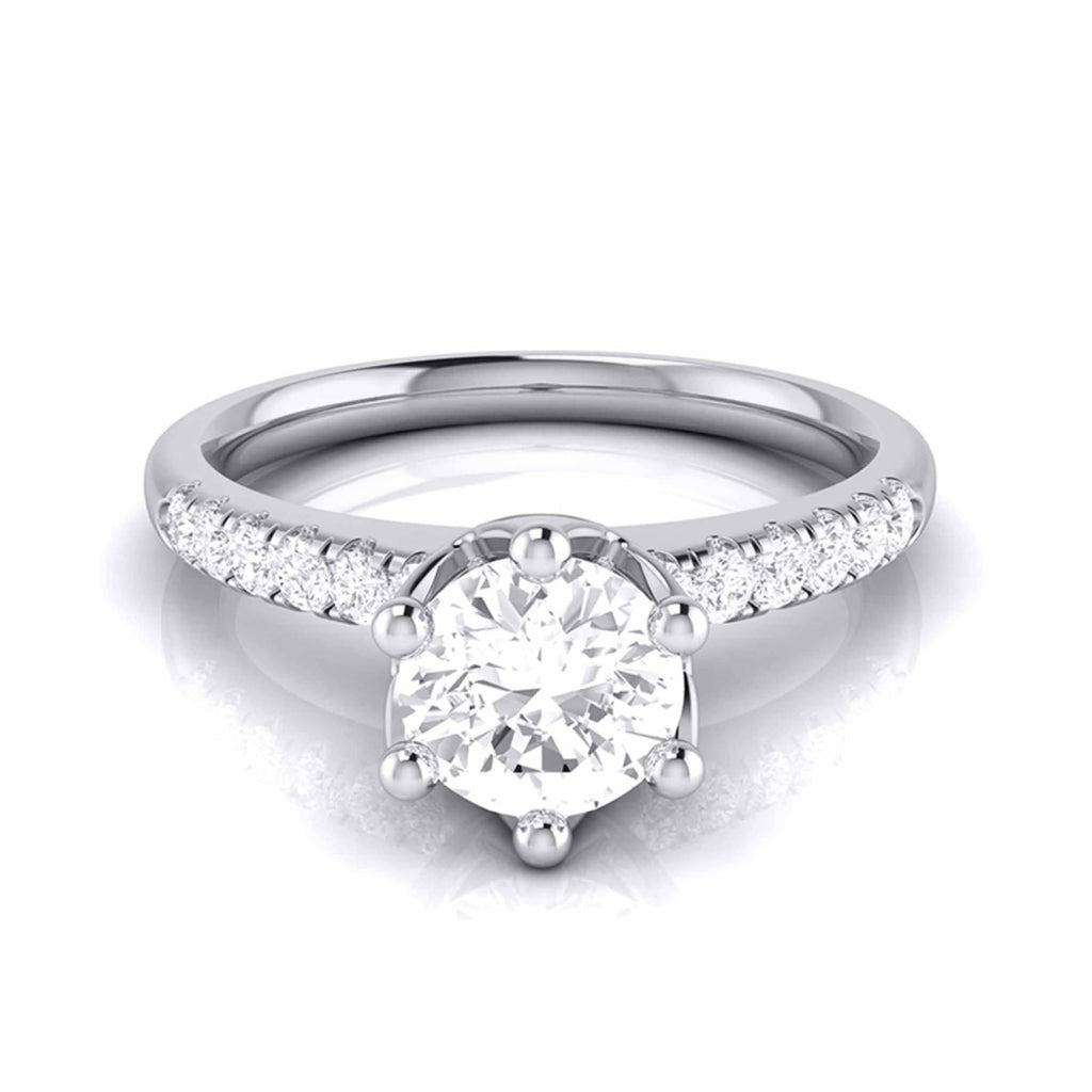 1-Carat Flowery Platinum Solitaire Engagement Ring with Diamond Shank JL PT G 105-C   Jewelove.US