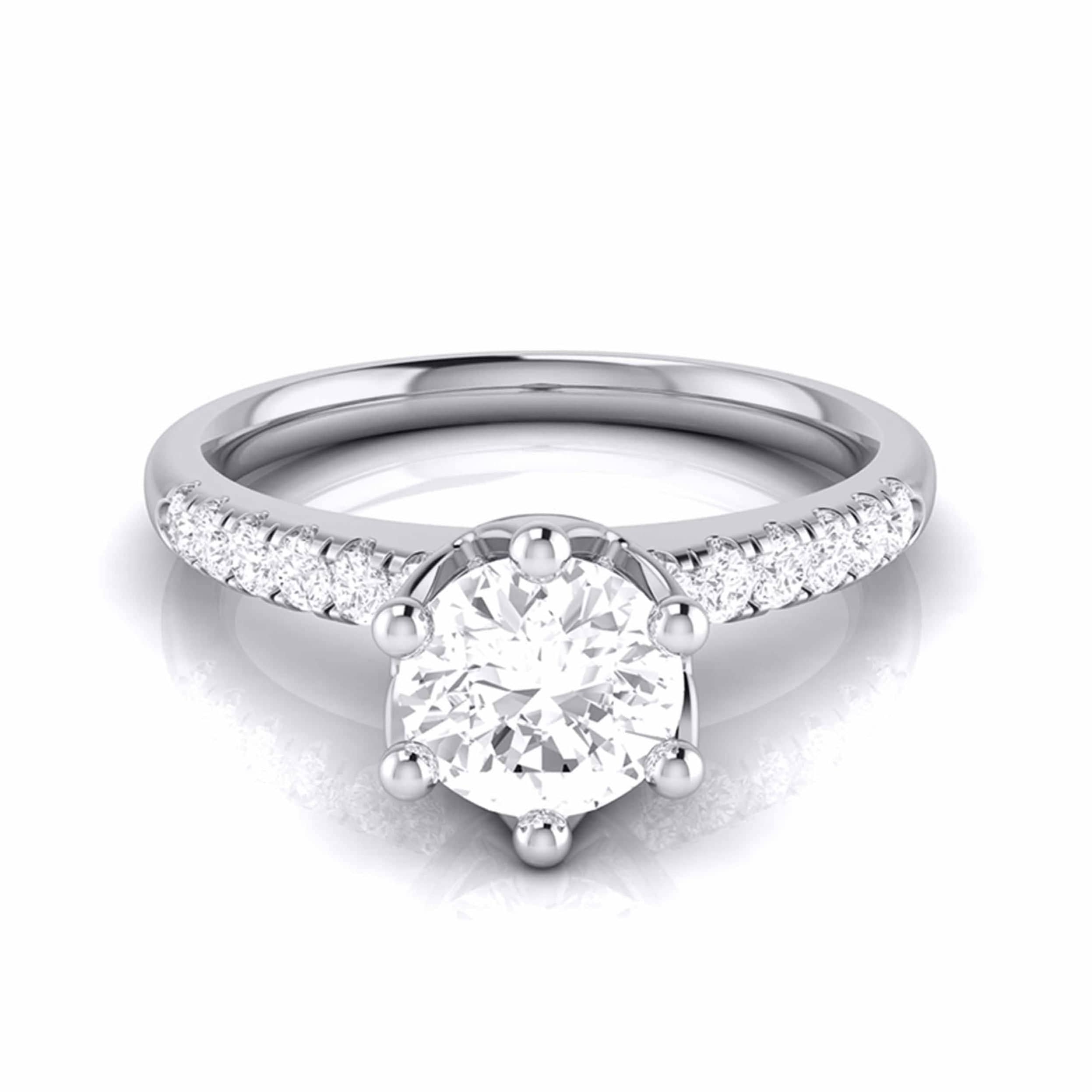 50-Pointer Lab Grown Solitaire Flowery Platinum Engagement Ring with Diamond Shank JL PT LG G 105-A