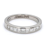 Load image into Gallery viewer, Half Eternity Princess Cut Diamond Platinum Wedding Band set in Channel Setting JL PT 580
