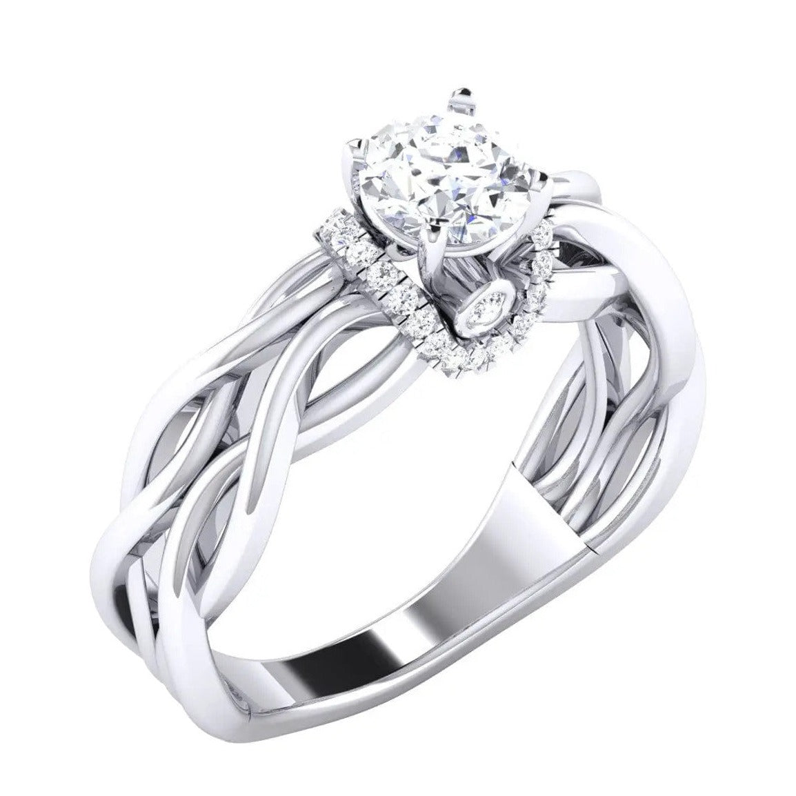 High Design Solitaire Engagement Ring with a Twist JL PT 515