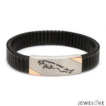 Load image into Gallery viewer, Jaguar Platinum Rose Gold Black Band Bracelet for Men - Flexible JL PTB 1208-A
