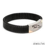 Load image into Gallery viewer, Jaguar Platinum Rose Gold Black Band Bracelet for Men - Flexible JL PTB 1208-A
