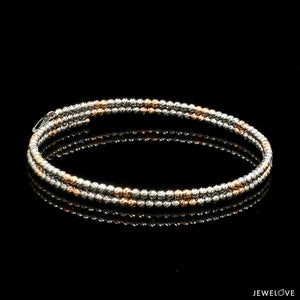 Japanese 2-row Platinum & Rose Gold Bracelet for Women with Diamond Cut Balls JL PTB 1224