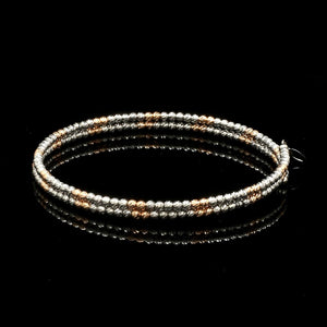 Japanese 2-row Platinum & Rose Gold Bracelet for Women with Diamond Cut Balls JL PTB 1224