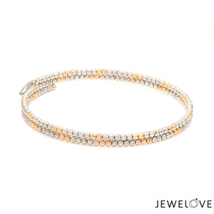 Japanese 2-row Platinum & Rose Gold Bracelet for Women with Diamond Cut Balls JL PTB 1224