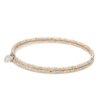 Load image into Gallery viewer, Japanese 2-row Platinum &amp; Rose Gold Bracelet for Women with Diamond Cut Balls JL PTB 1227

