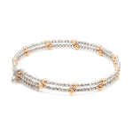 Load image into Gallery viewer, Japanese 2-row Platinum &amp; Rose Gold Bracelet for Women with Diamond Cut Balls JL PTB 1260
