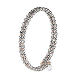Load image into Gallery viewer, Japanese 2-row Platinum &amp; Rose Gold Bracelet for Women with Diamond Cut Balls JL PTB 767
