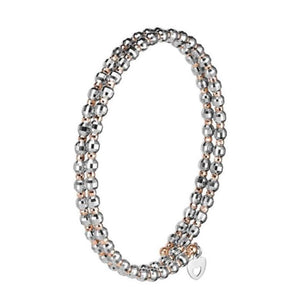 Japanese 2-row Platinum & Rose Gold Bracelet for Women with Diamond Cut Balls JL PTB 767