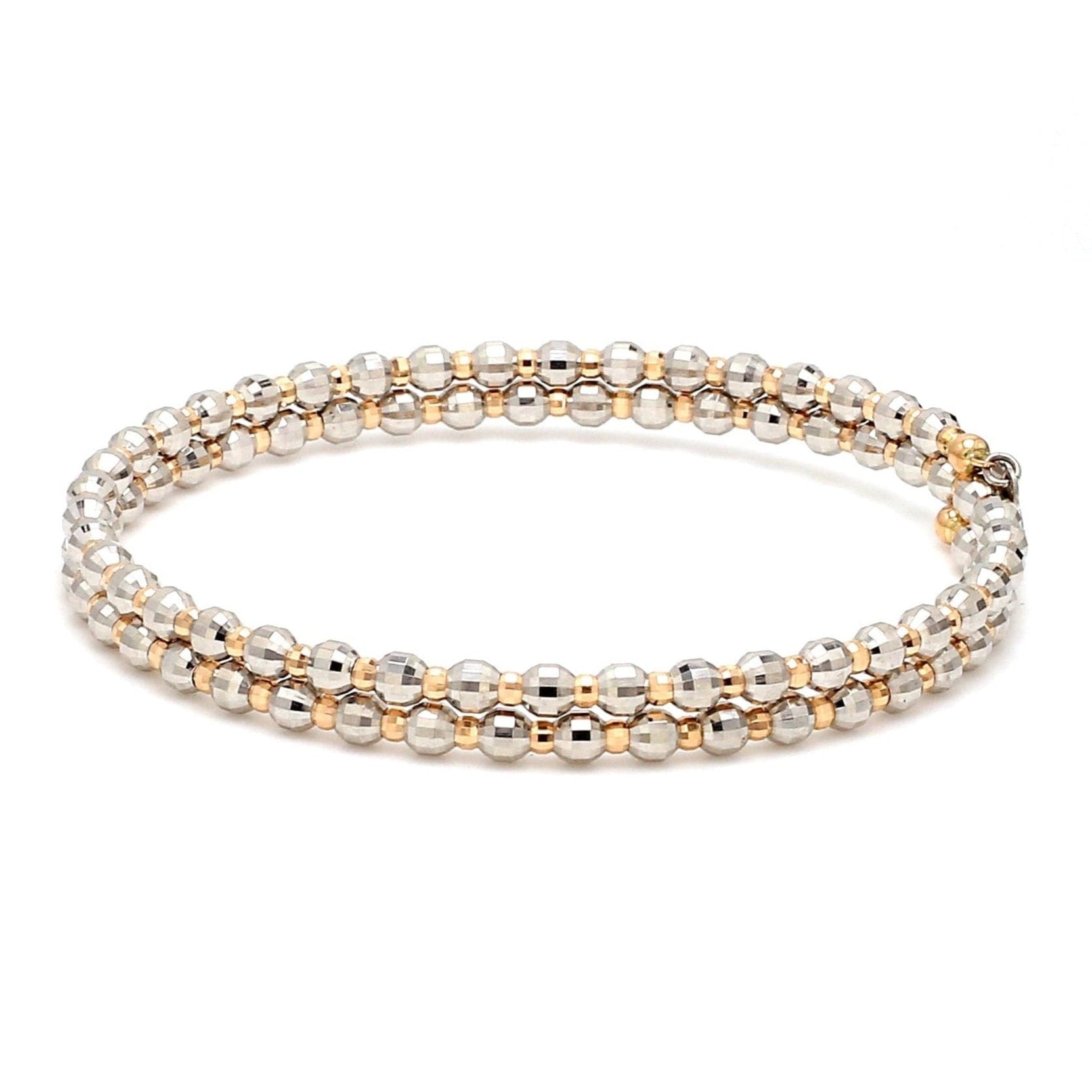 Japanese 2-row Platinum & Rose Gold Bracelet for Women with Diamond Cut Balls JL PTB 767