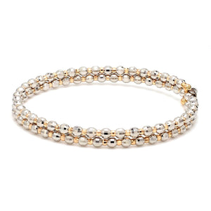Japanese 2-row Platinum & Rose Gold Bracelet for Women with Diamond Cut Balls JL PTB 767