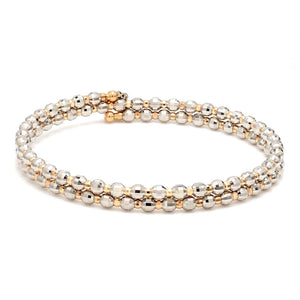 Japanese 2-row Platinum & Rose Gold Bracelet for Women with Diamond Cut Balls JL PTB 767