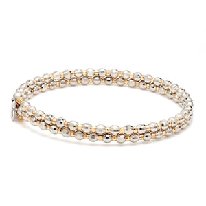 Japanese 2-row Platinum & Rose Gold Bracelet for Women with Diamond Cut Balls JL PTB 767