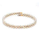 Load image into Gallery viewer, Japanese 2-row Platinum &amp; Rose Gold Bracelet for Women with Diamond Cut Balls JL PTB 767

