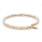 Load image into Gallery viewer, Japanese 2-row Platinum &amp; Rose Gold Bracelet for Women with Diamond Cut Balls JL PTB 767
